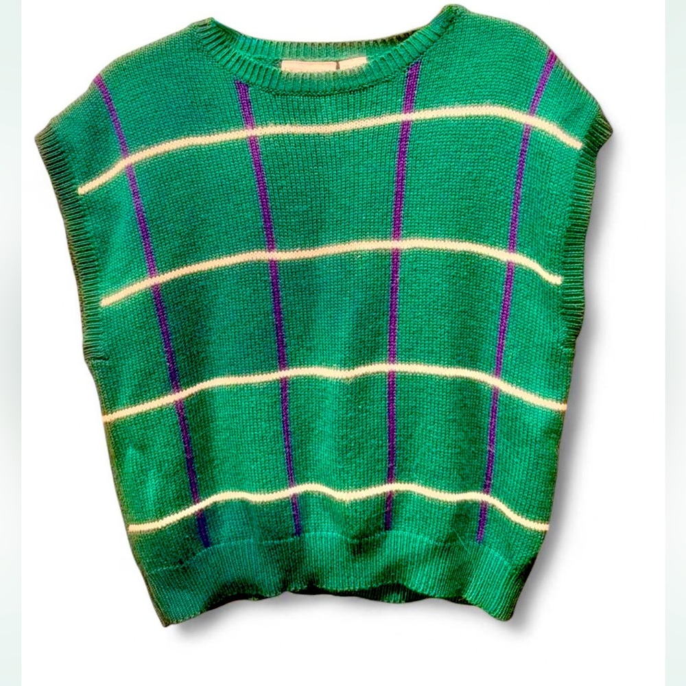 Russ Petites Vintage 90’s Green Knit Sweater Vest